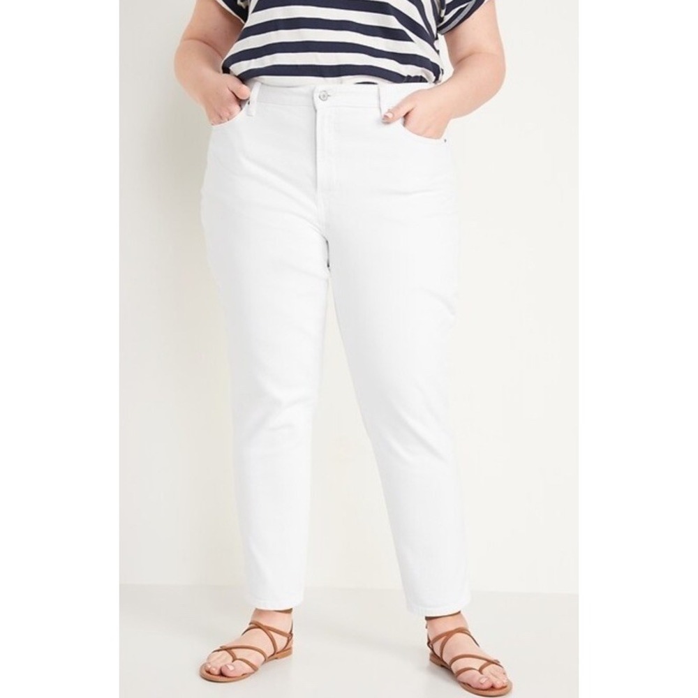 Old Navy OG Straight White Jeans Women's 22 High Rise Ankle NWT Plus‎ Size Denim